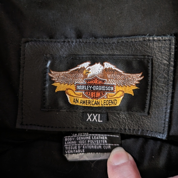 Harley Davidson XXL black leather vest Vietnam patches American Flag Biker Pow - Picture 7 of 10